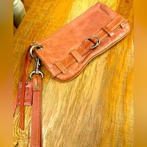Latico Pink Leather Wristlet Clutch Silver Hardware 10x5